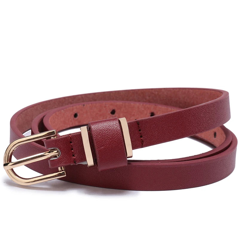 Ceinture pour femme en cuir, couleur unie, ornement de taille ou de hanches, ceinture léopard de 1.5cm de large, 10 tailles au choix