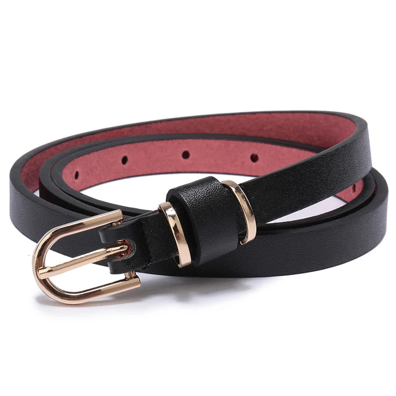 Ceinture pour femme en cuir, couleur unie, ornement de taille ou de hanches, ceinture léopard de 1.5cm de large, 10 tailles au choix