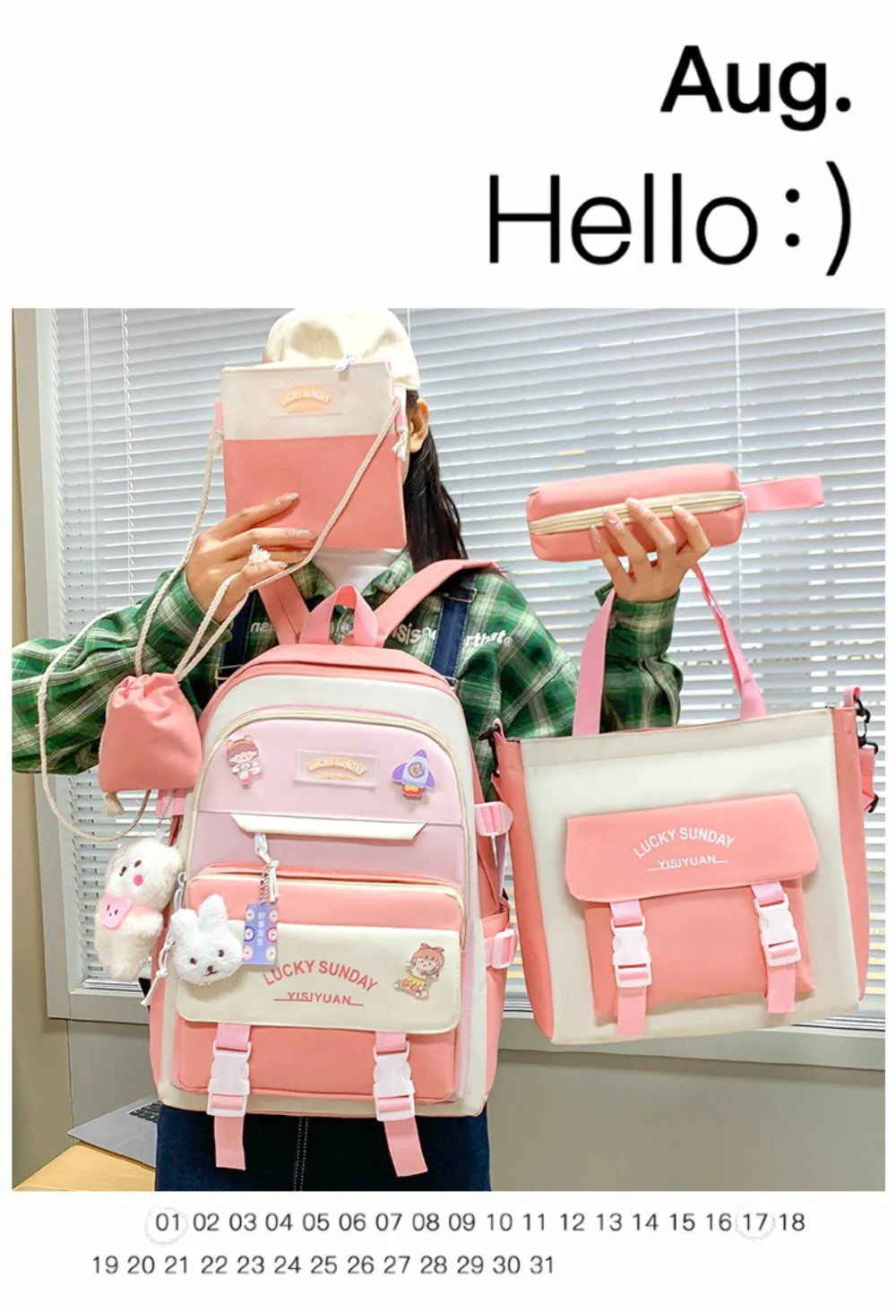 Cartable Enfant 5 Pièces – Ensemble Scolaire, Grande Capacité, Nylon Résistant