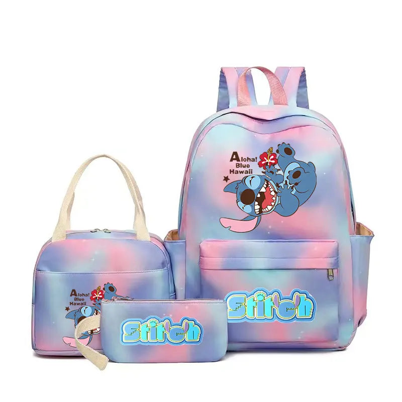 Sac à dos fille Stitch – Ensemble 3 pièces (cartable, sac repas, trousse)
