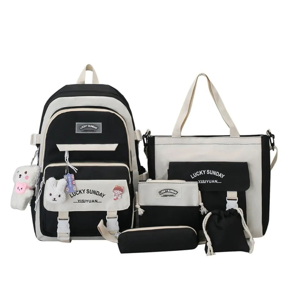 Cartable Enfant 5 Pièces – Ensemble Scolaire, Grande Capacité, Nylon Résistant