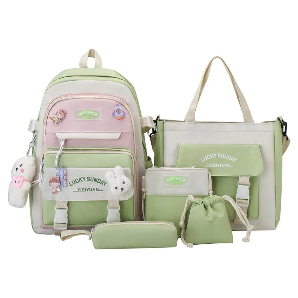 Cartable Enfant 5 Pièces – Ensemble Scolaire, Grande Capacité, Nylon Résistant