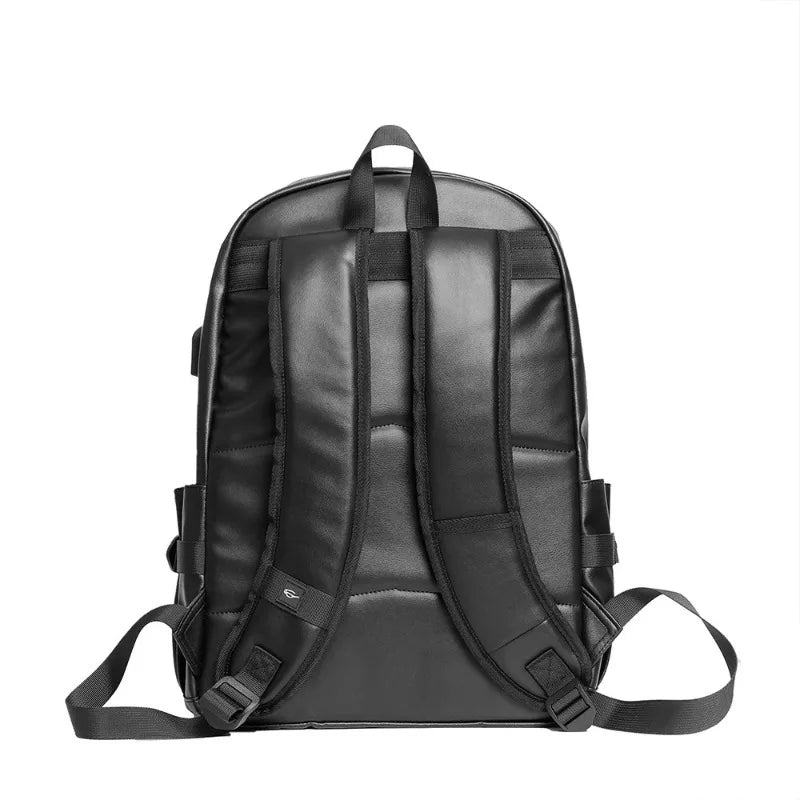 Sac à dos cuir homme – Élégance rayée, grande capacité et compartiment PC