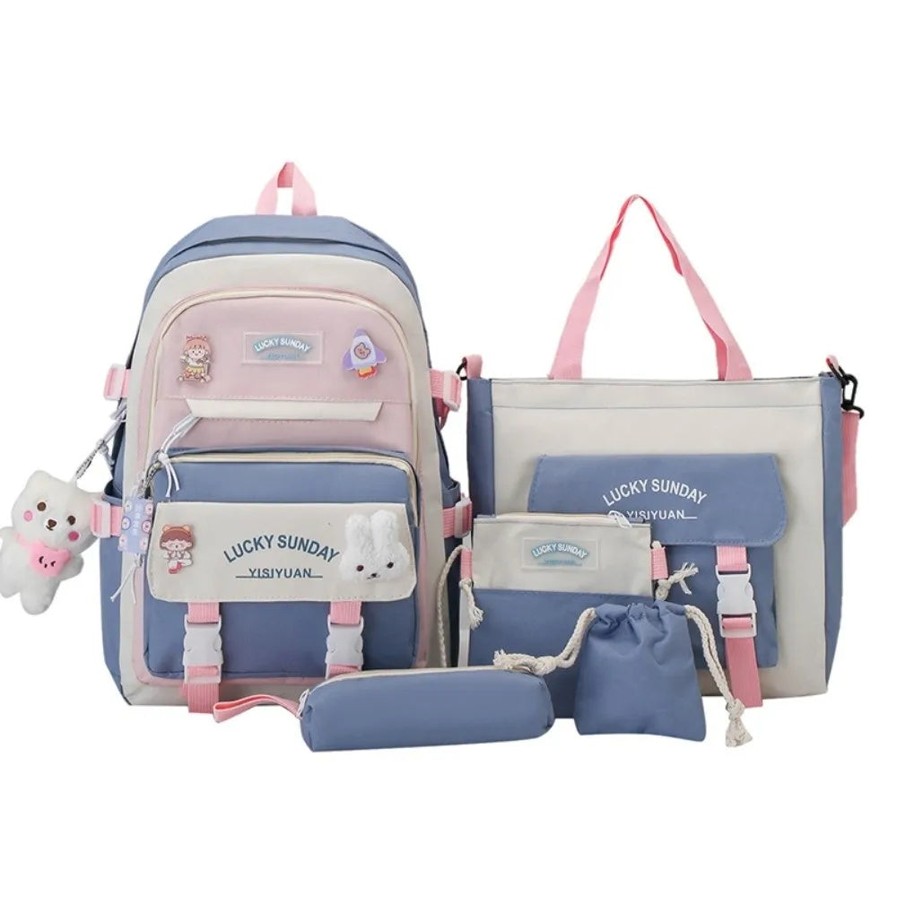 Cartable Enfant 5 Pièces – Ensemble Scolaire, Grande Capacité, Nylon Résistant