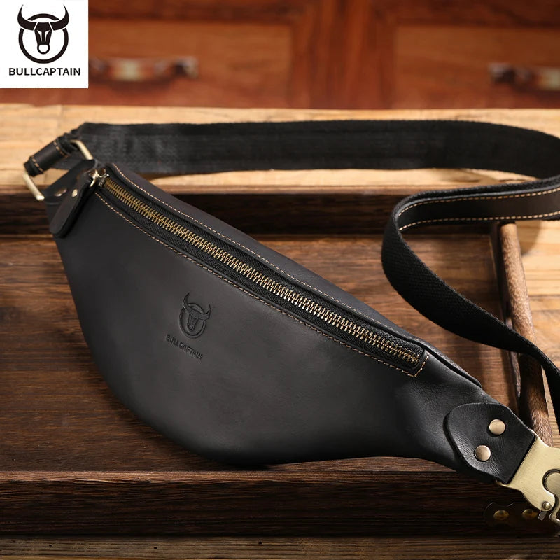 Sac banane en cuir Véritable pour Homme – Style Rétro BULLCAPTAIN