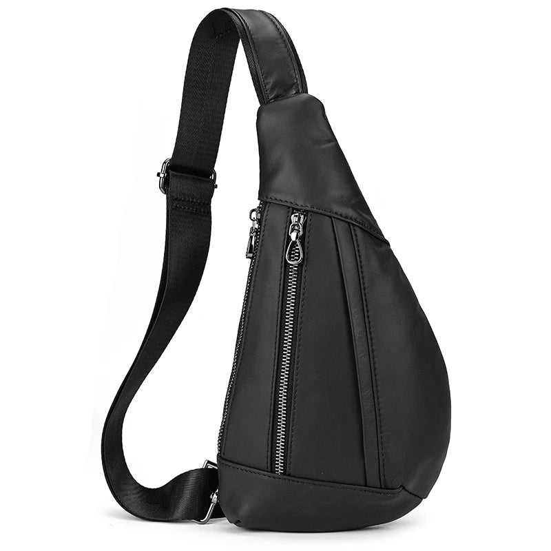 Sac de poitrine homme - Luufan en cuir véritable, compact et souple