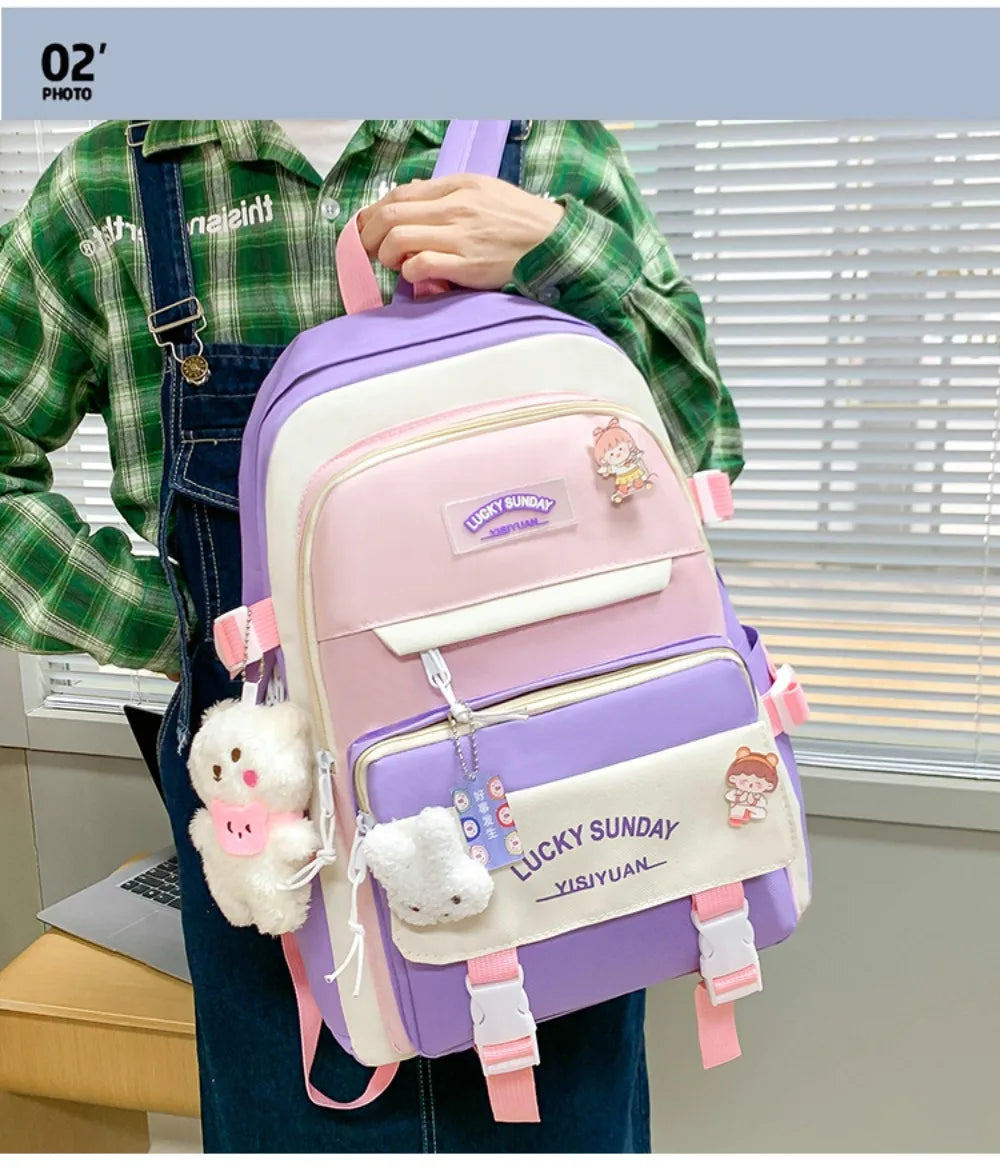 Cartable Enfant 5 Pièces – Ensemble Scolaire, Grande Capacité, Nylon Résistant