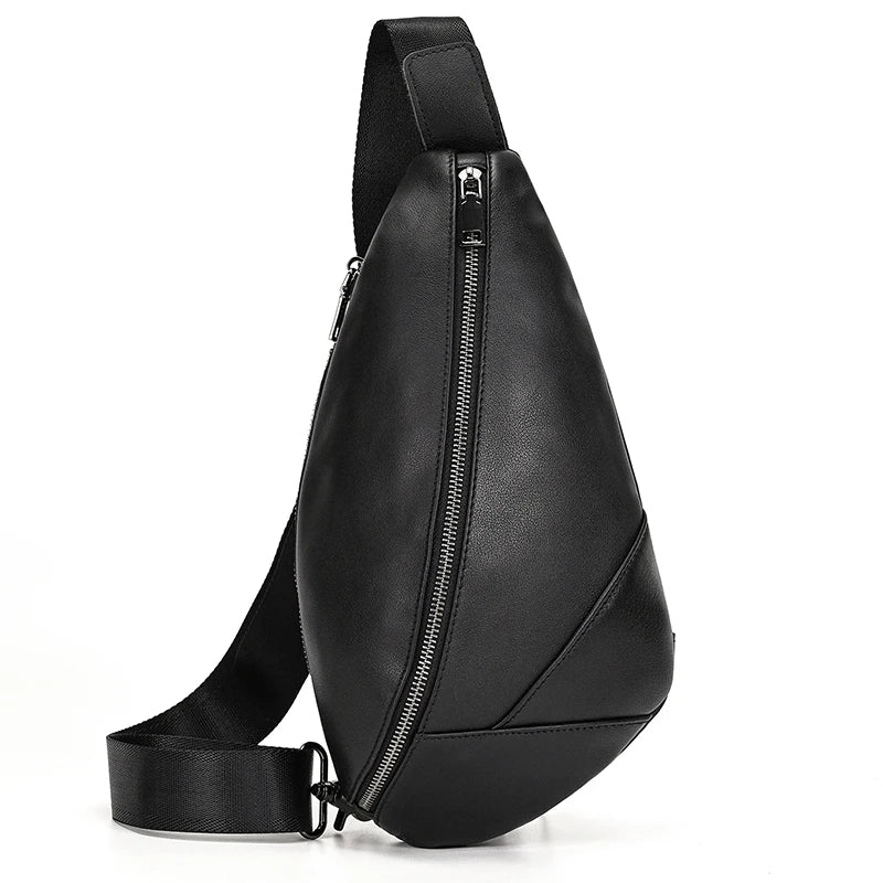 Sac de poitrine homme - Luufan en cuir véritable, compact et souple