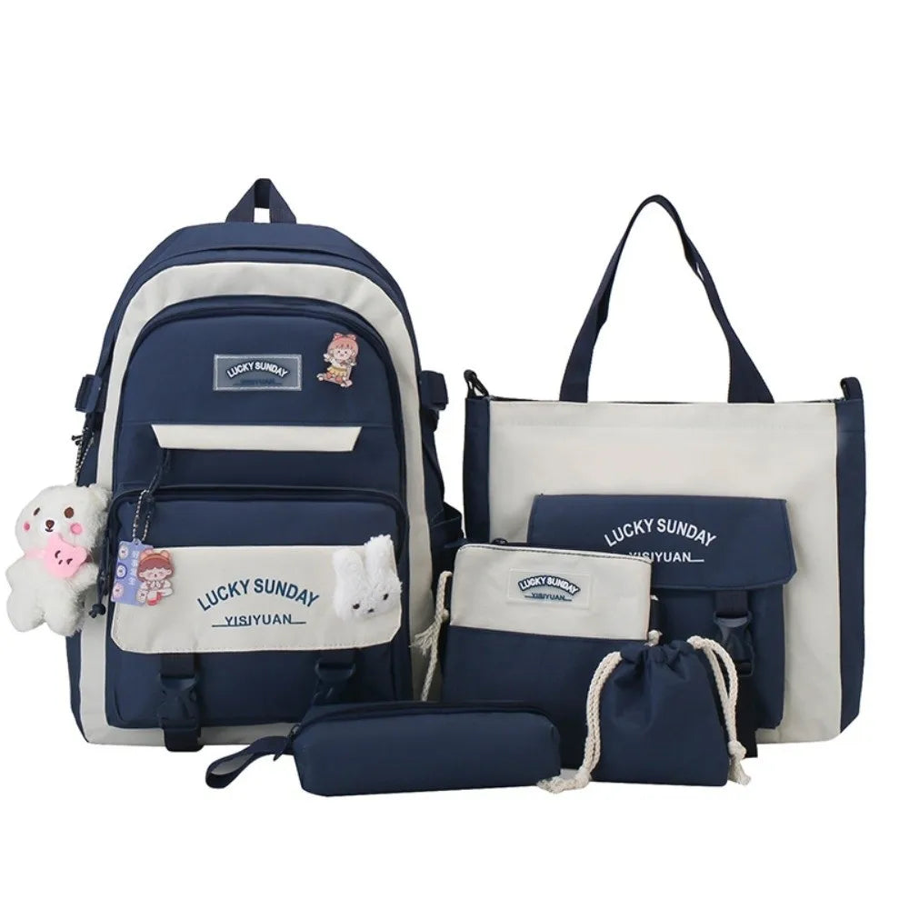 Cartable Enfant 5 Pièces – Ensemble Scolaire, Grande Capacité, Nylon Résistant