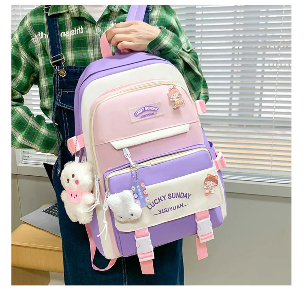 Cartable Enfant 5 Pièces – Ensemble Scolaire, Grande Capacité, Nylon Résistant