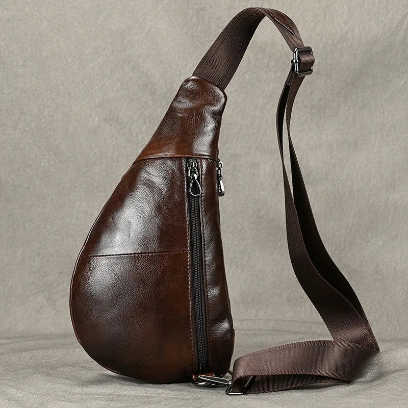 Sac de poitrine homme - Luufan en cuir véritable, compact et souple