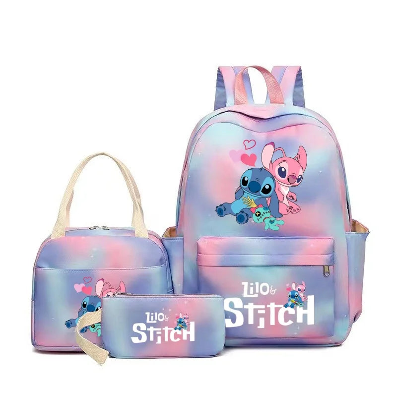 Sac à dos fille Stitch – Ensemble 3 pièces (cartable, sac repas, trousse)