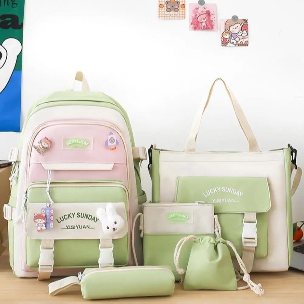 Cartable Enfant 5 Pièces – Ensemble Scolaire, Grande Capacité, Nylon Résistant