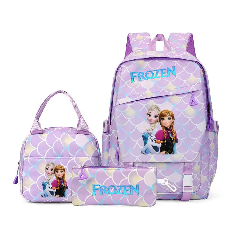 Sac à dos enfant fille Frozen – Ensemble 3 pièces (cartable, sac repas, trousse) scolaire et voyage