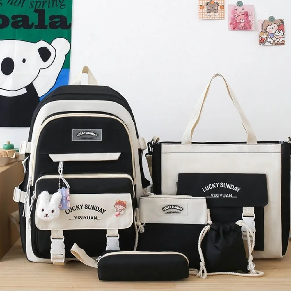 Cartable Enfant 5 Pièces – Ensemble Scolaire, Grande Capacité, Nylon Résistant