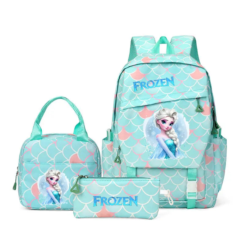 Sac à dos enfant fille Frozen – Ensemble 3 pièces (cartable, sac repas, trousse) scolaire et voyage