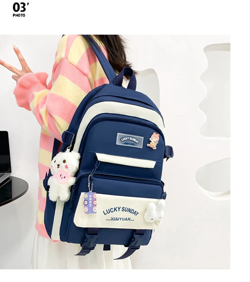 Cartable Enfant 5 Pièces – Ensemble Scolaire, Grande Capacité, Nylon Résistant