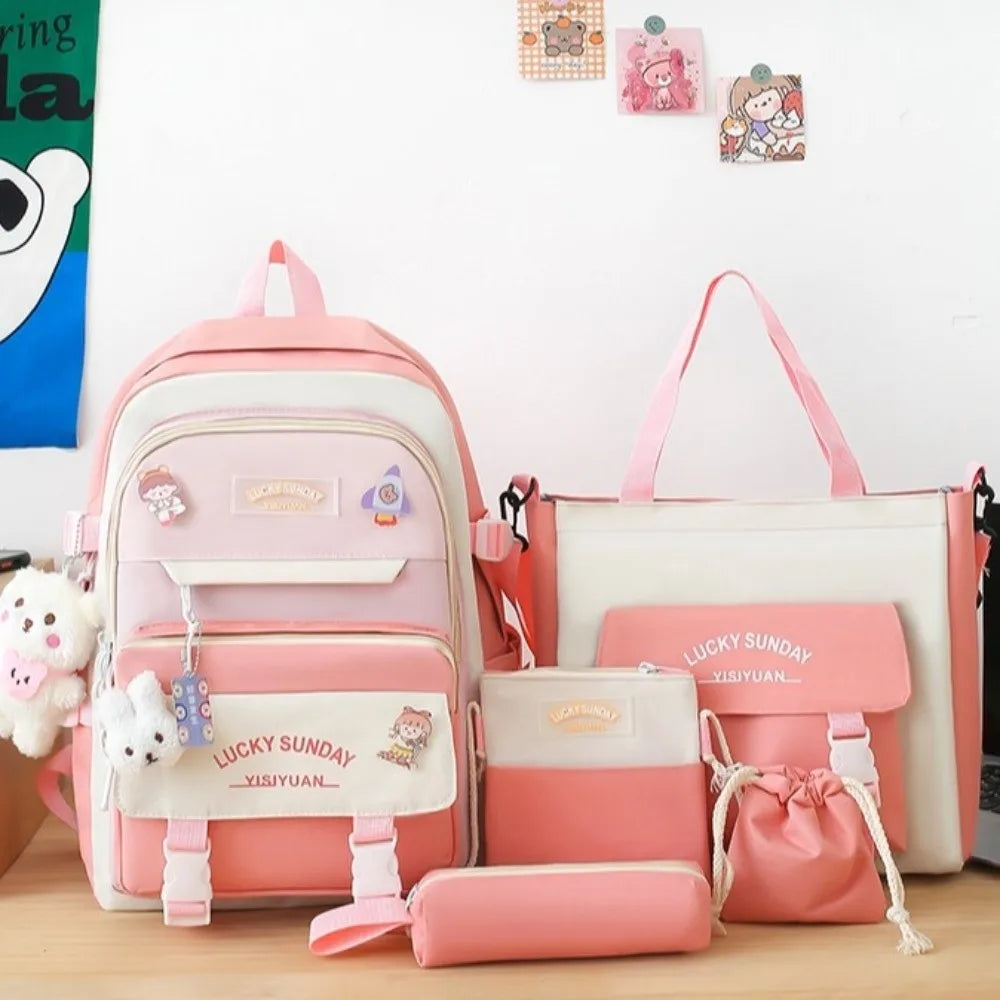 Cartable Enfant 5 Pièces – Ensemble Scolaire, Grande Capacité, Nylon Résistant