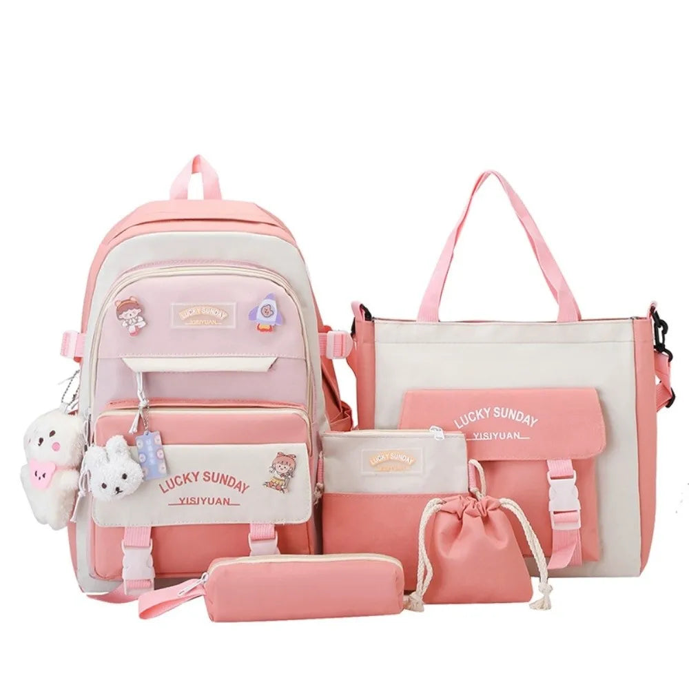 Cartable Enfant 5 Pièces – Ensemble Scolaire, Grande Capacité, Nylon Résistant