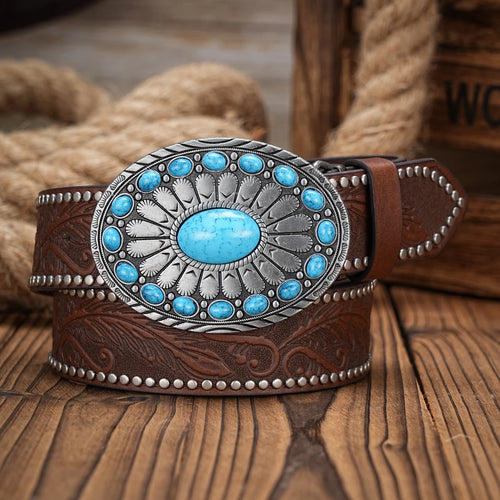 Ceinture en cuir homme et Femmes – Style Western Vintage Gravé