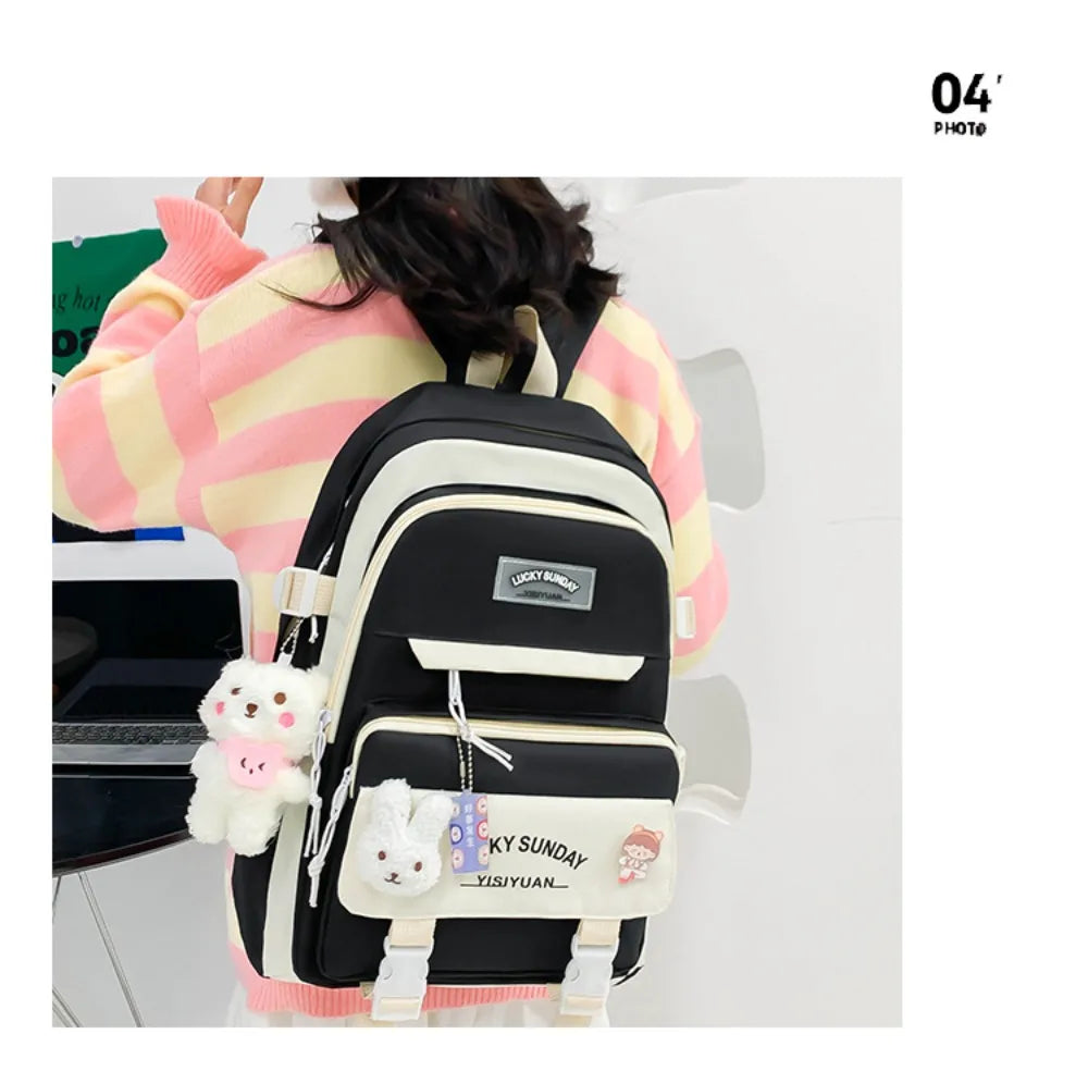 Cartable Enfant 5 Pièces – Ensemble Scolaire, Grande Capacité, Nylon Résistant