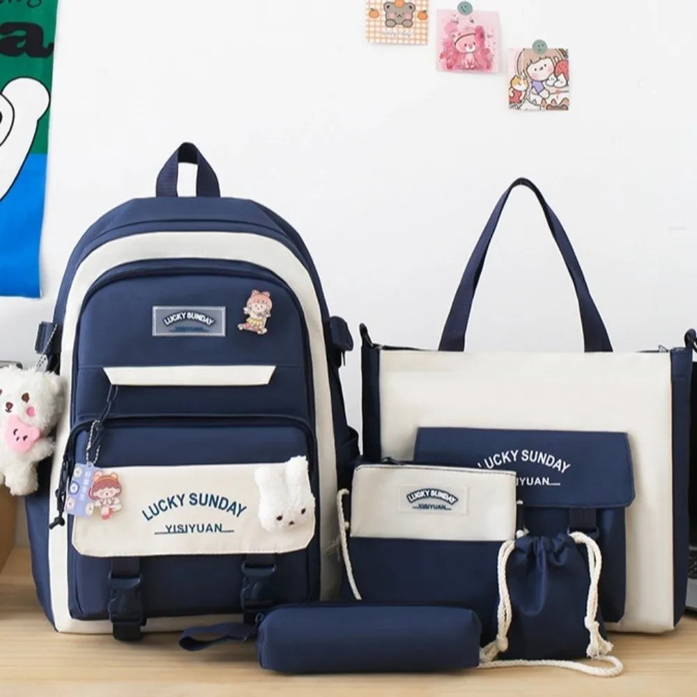 Cartable Enfant 5 Pièces – Ensemble Scolaire, Grande Capacité, Nylon Résistant