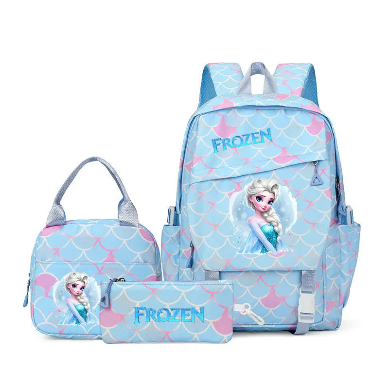 Sac à dos enfant fille Frozen – Ensemble 3 pièces (cartable, sac repas, trousse) scolaire et voyage
