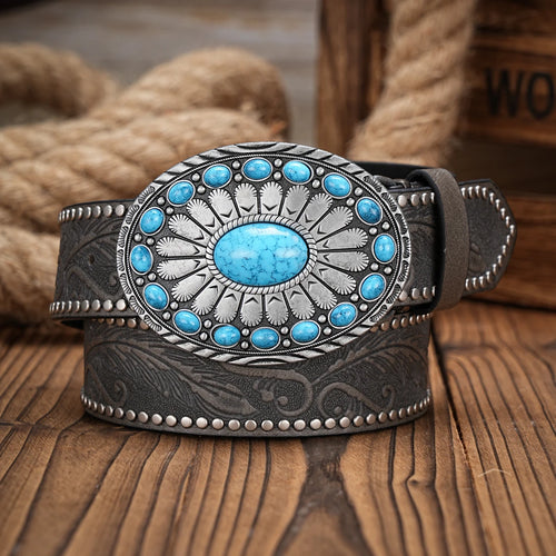 Ceinture en cuir homme et Femmes – Style Western Vintage Gravé