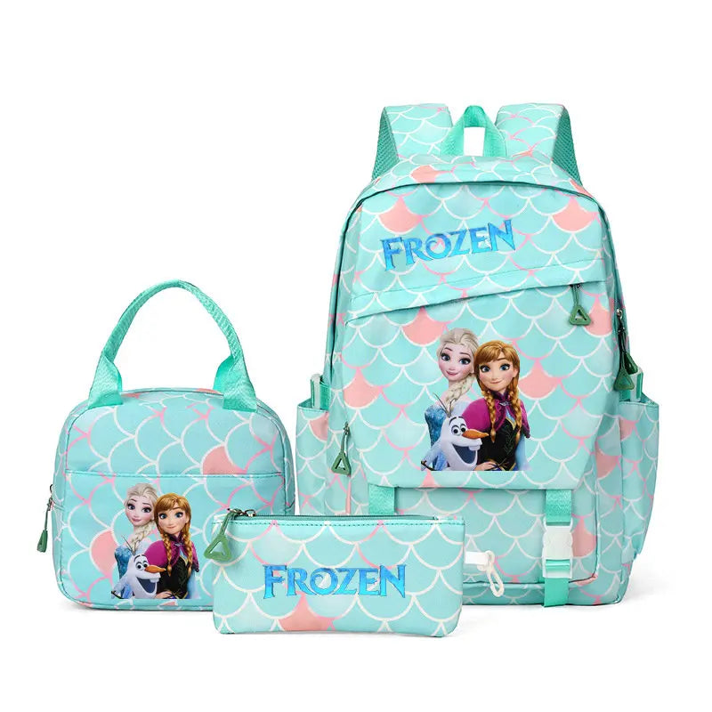 Sac à dos enfant fille Frozen – Ensemble 3 pièces (cartable, sac repas, trousse) scolaire et voyage