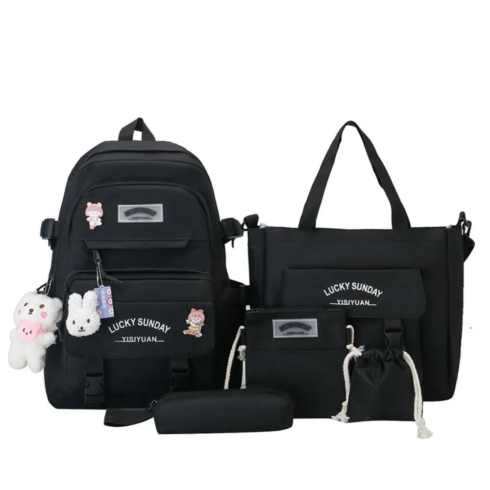 Cartable Enfant 5 Pièces – Ensemble Scolaire, Grande Capacité, Nylon Résistant
