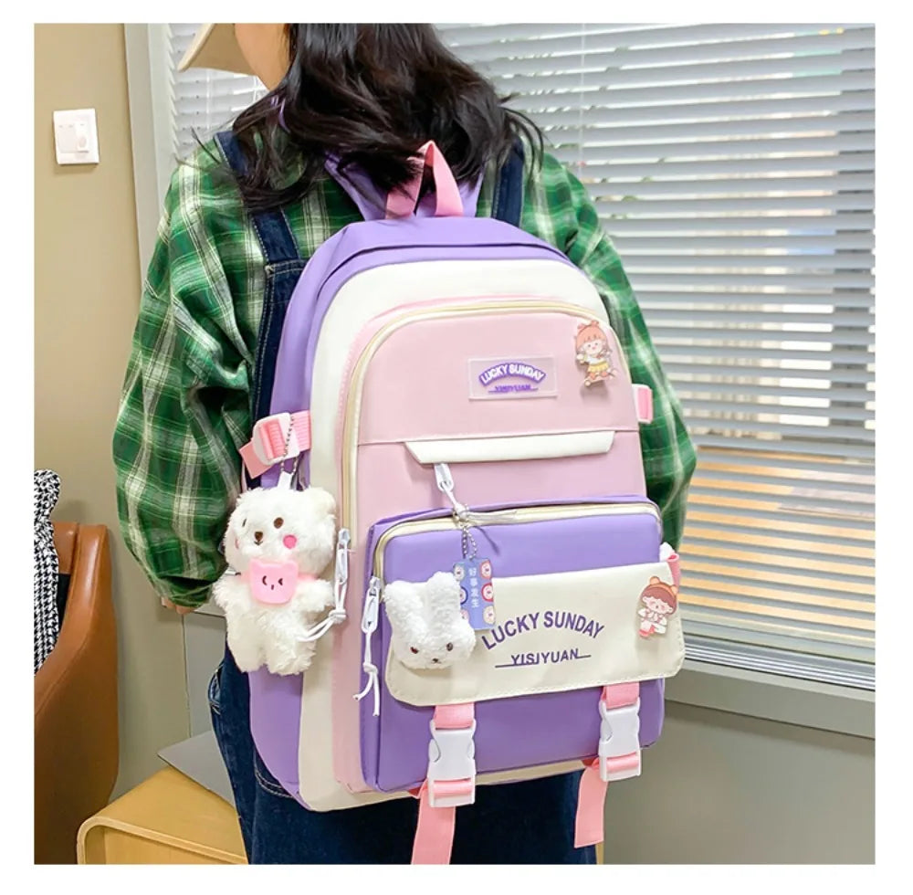 Cartable Enfant 5 Pièces – Ensemble Scolaire, Grande Capacité, Nylon Résistant