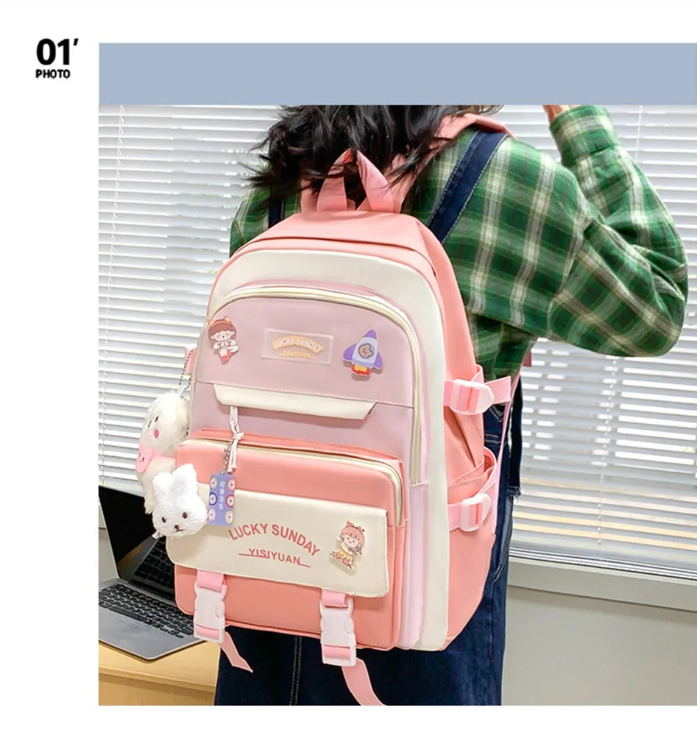 Cartable Enfant 5 Pièces – Ensemble Scolaire, Grande Capacité, Nylon Résistant