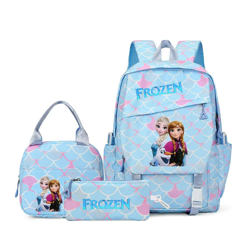 Sac à dos enfant fille Frozen – Ensemble 3 pièces (cartable, sac repas, trousse) scolaire et voyage