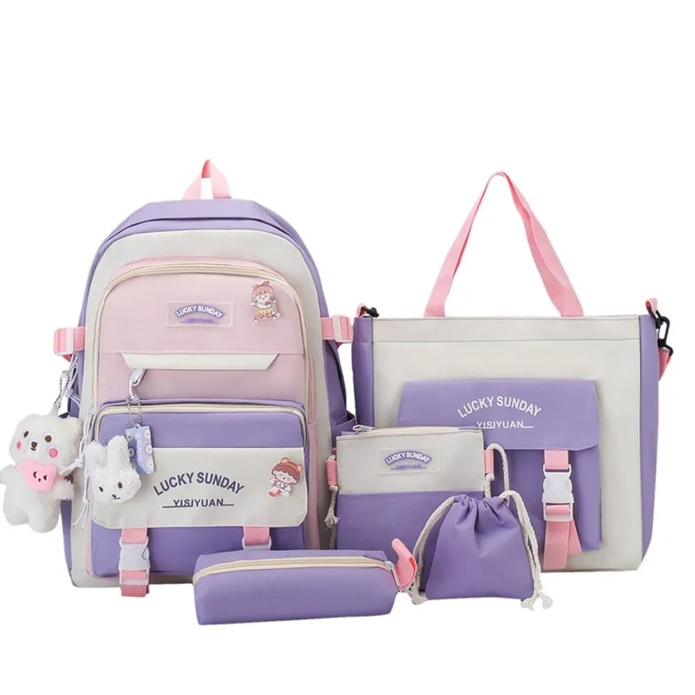Cartable Enfant 5 Pièces – Ensemble Scolaire, Grande Capacité, Nylon Résistant