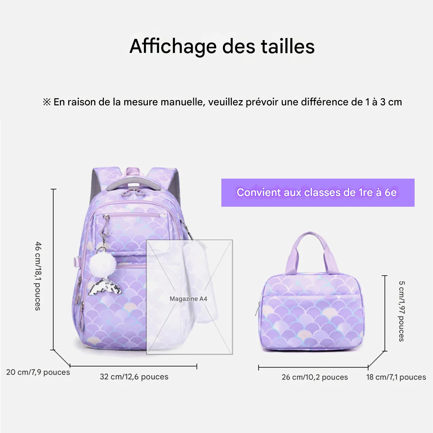Sac à dos enfant – Ensemble 3 pièces imperméable