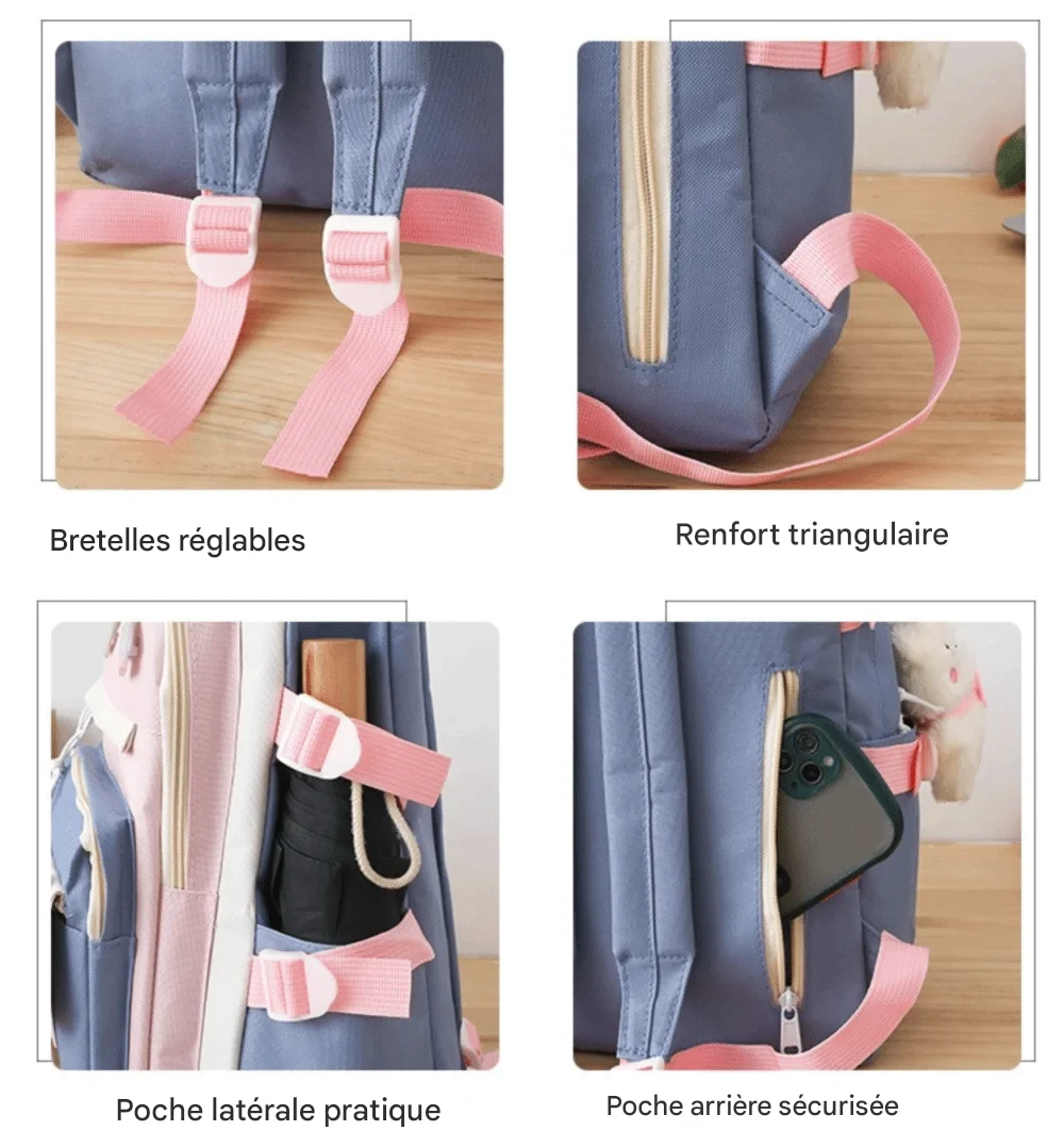 Cartable Enfant 5 Pièces – Ensemble Scolaire, Grande Capacité, Nylon Résistant