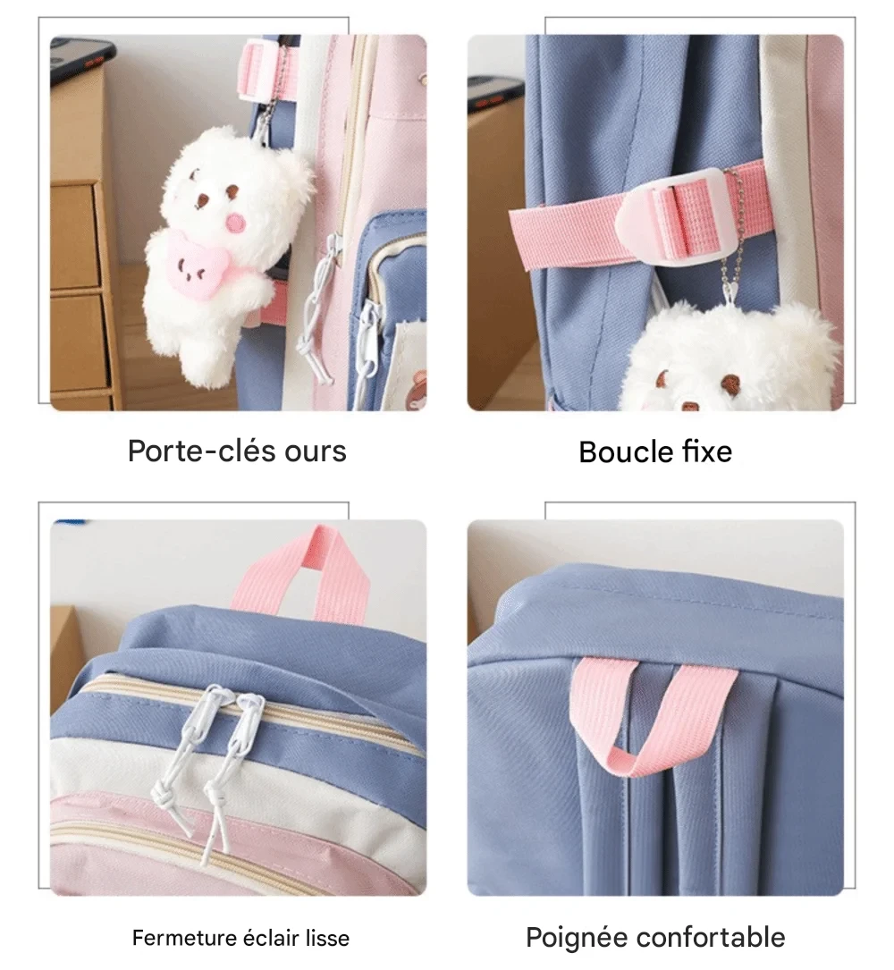 Cartable Enfant 5 Pièces – Ensemble Scolaire, Grande Capacité, Nylon Résistant